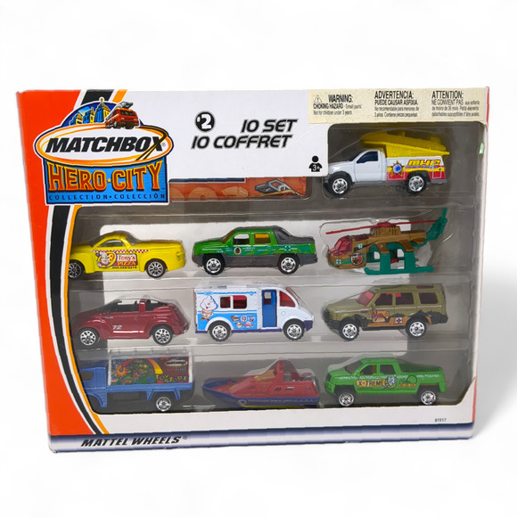 Matchbox Hero City 10 PC Coffret #2 New in Box 2002 Mattel Diecast 91517 - Picture 2 of 6